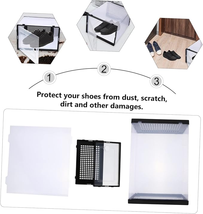 2pcs Stackable Shoe Box Storage Plastic Shoes Organizer Drawer-style Cases Style
