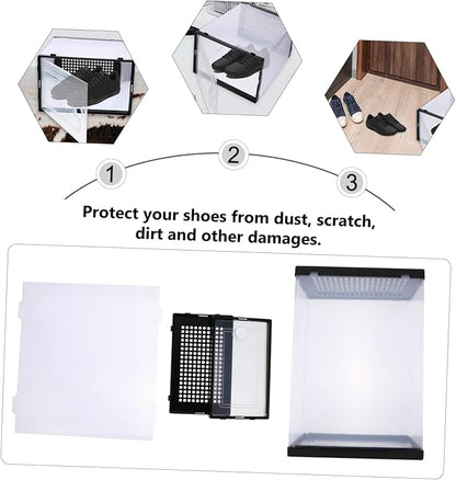 2pcs Stackable Shoe Box Storage Plastic Shoes Organizer Drawer-style Cases Style