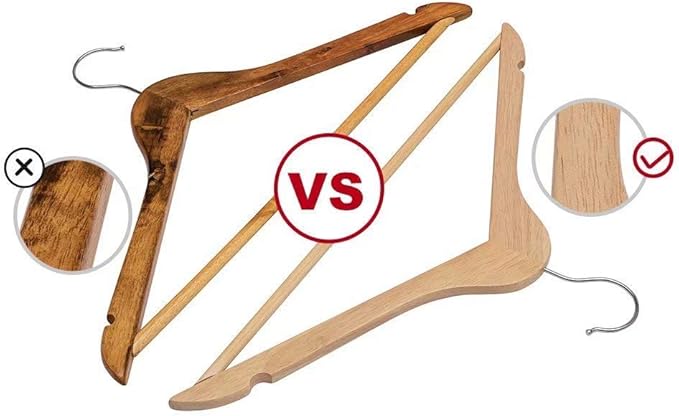 Plastic Clothes Hangers 20 Pack and Solid Wooden Hangers 20 Packs