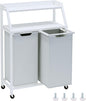 Timberer Laundry Hamper, Laundry Sorter 2 Section, Rolling Laundry Basket with Wheels, 2 Shelves, 2 × 14.5 Gal, Pull-Out and Removable Oxford Fabric Bags, for Laundry Room, White and Grey