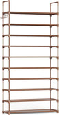 Kitsure Shoe Rack for Closet - 10-Tier Shoe Organizer with Hook Rack, Large-Capacity & Space-Saving Shoe Shelf for Entryway, Bedroom, Living Room,32.2" x 11.8" x 68.5", Brown