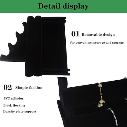 3 Tier Bracelet Holder Display, Velvet Watch Organizer Stand for Selling, Detachable Jewelry Racks for Vendors(Black)