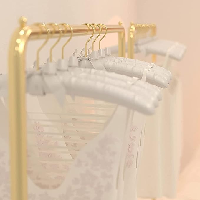 HANGERWORLD 4 Ivory 17inch Classic Satin Padded Hangers for Wedding Dress Non-Slip with Gilt Hook