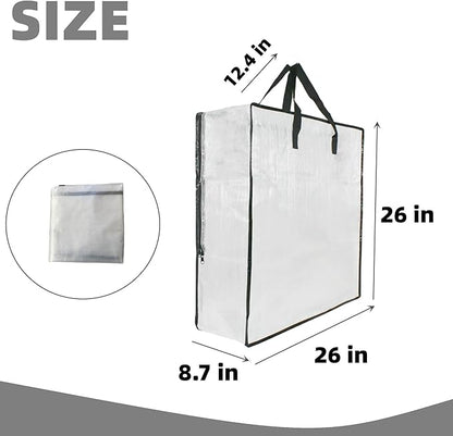 GONGKANGYUAN 25 Gallon Large Clear Storage Bags with Zipper and Handles, Blanket Bags for Closet Storage, Underbed Storage Organizer for Clothes Pillow Bedding Christmas Wreath