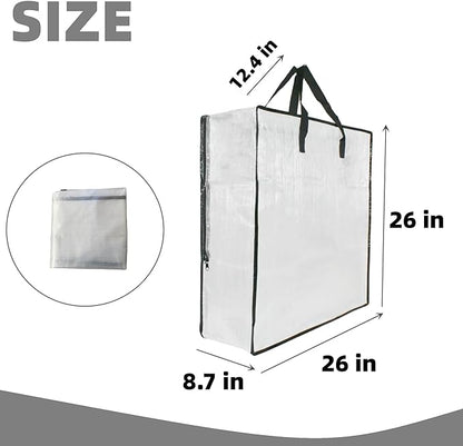 9 Pack Clear Storage Bags with Zipper and Handles, Blanket Bags For Closet Storage, Moving and Packing Supplies for College, Underbed Storage Organizer for Clothes Pillow Bedding Christmas Wreath