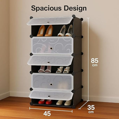 Shoe Slot Organizer Space Saving Double Tier Adjustable Shoe Slots for Closet Organization 5 Pack 5 Doors