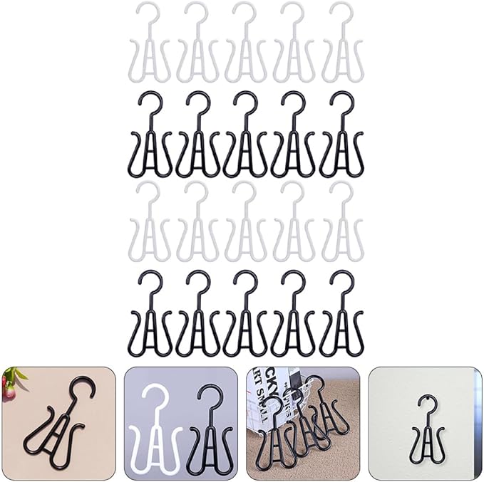 SHERCHPRY 20pcs Plastic Shoe Hangers with Hanging Hooks Multi-functional Shoe Storage Racks for Home Organization Black and White and Closet Hanging Organizer