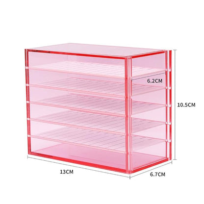 Red Acrylic 5 Layers clear Eyelash Storage Box, Makeup Display Container, Eyelashes Holder Case Grafting, Eyelash Transparent Box Extension Tool