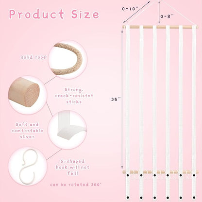 OAOLEER Hair Bow Holder Organizer for Girls，Hair Clips Headband Organizer Storage Wall Hanging Home Decor for Girls Room (1Pcs White 35Inch)