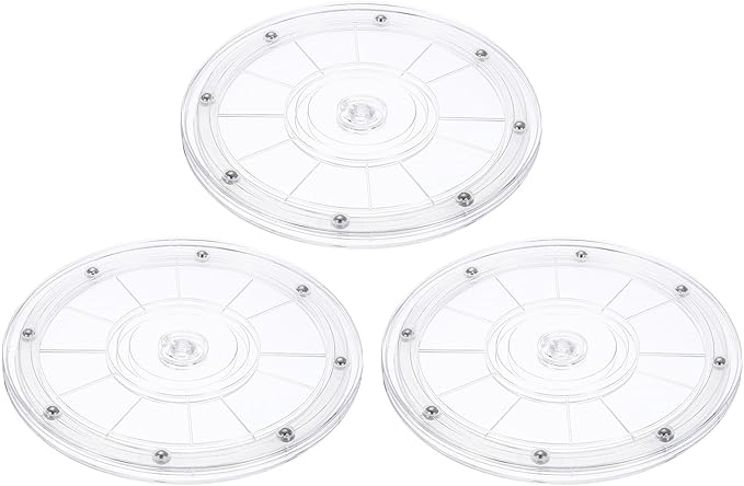 uxcell 3Pack Acrylic Lazy Susan Turntable, 8" Spinner Lazy Susan Turntable Organizer, Acrylic Ball Bearing Rotating Tray for Pantry Spice Rack Decorating, Clear