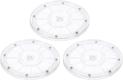 uxcell 3Pack Acrylic Lazy Susan Turntable, 8" Spinner Lazy Susan Turntable Organizer, Acrylic Ball Bearing Rotating Tray for Pantry Spice Rack Decorating, Clear