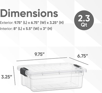 Superio Clear Storage Box with Lid, 2.3 Quart Plastic Container Bins for Organizing, Stackable Crates, BPA Free, Non Toxic, Odor Free, Organizers for Home, Office, School, and Dorm, 10 Pack