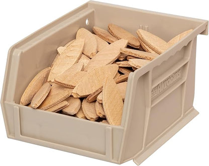 Akro-Mils 30210 AkroBins Plastic Storage Bins, Space-Saving Stackable Bins for Garage, Pantry, Craft Organization, 5" x 4" x 3", Stone, 6-Pack