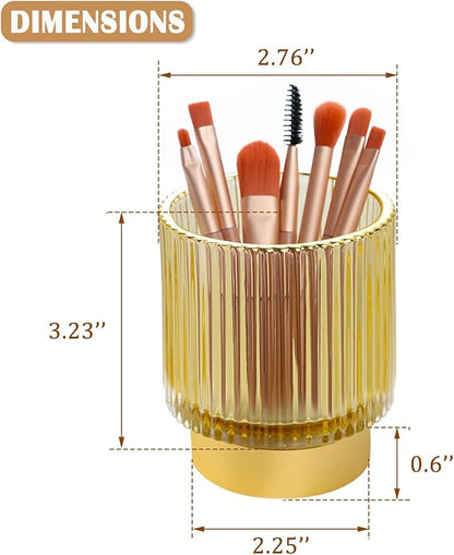 WHJY Makeup Brush Holder Lipstick Organizer Cosmetic Organizer, 3 inch Clear Yellow Crystal Lipgloss Organizers for Vanity