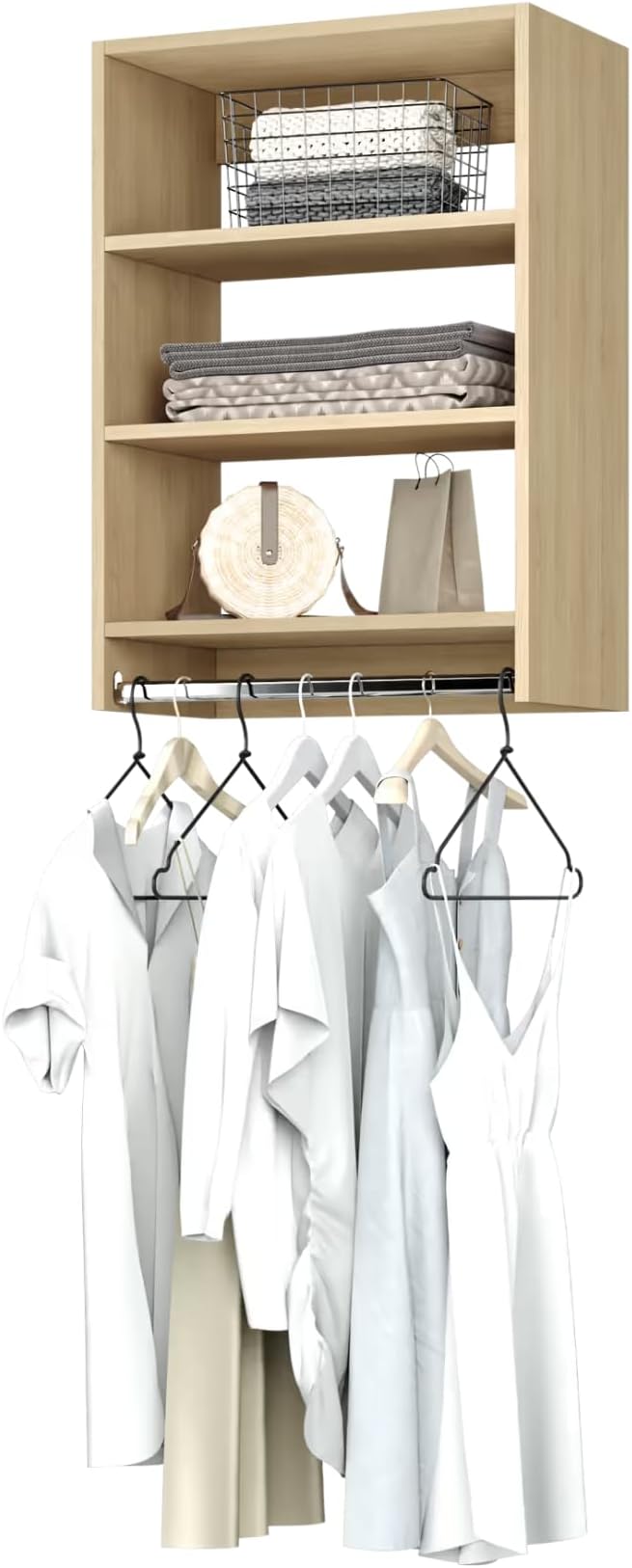 Modular Closets Vista Collection Medium Hanging Wood Built in Closet Organizer Unit (Oak, 28.5" Wide)