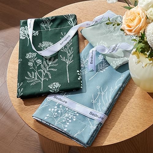 Bedsure Floral Comforter Set Cute Bedding Set Full Reversible Dark Green - Image 6