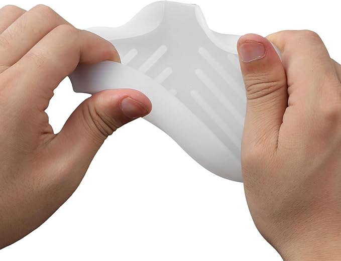 MicoYang Silicone Bathroom Soap Dishes with Drain Spout-Bathroom and Kitchen Sink Organizer,Sponge Holder,Dish Soap Tray,Perfect for Dispenser,Scrubber,Bottle,Cup on Counter Translucent 4.9"×3.2"