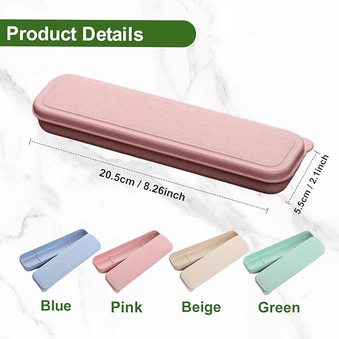 Travel Cutlery Case Portable Utensil Holder Travel Silverware Case Flatware Storage Box Camping Utensils Cases for Fork Spoon Chopsticks Lunch Box, 8.26 x 2.1 Inches (Multi, Small)