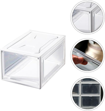 Luxshiny Sneaker Shoes Box with Clamshell Lid Large Stackable Shoe Storage Container for Men and Women for Closet and Home