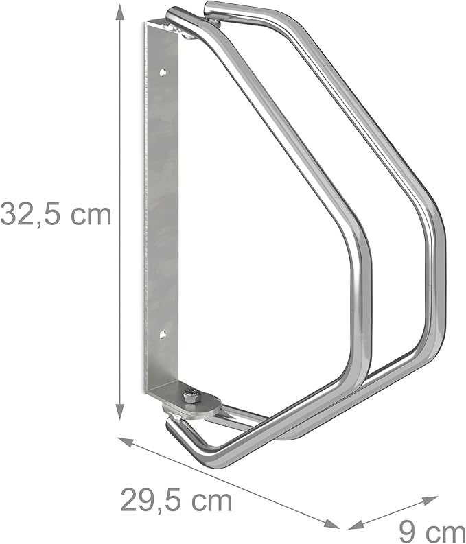 Relaxdays Wall Mounted Carrier 4 Bicycle Parking Brackets Steel 180° Swivel 32.5 x 9 x 29.5 cm Silver, Metal, 4 Supporti