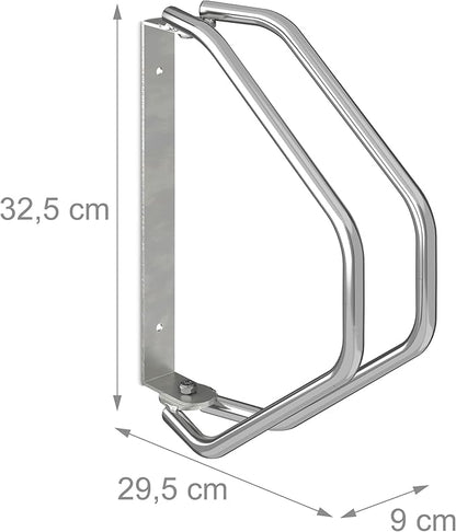 Relaxdays Wall Mounted Carrier 4 Bicycle Parking Brackets Steel 180° Swivel 32.5 x 9 x 29.5 cm Silver, Metal, 4 Supporti