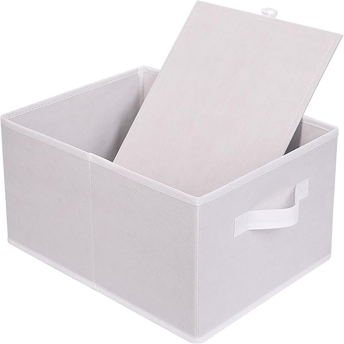 Clothings Collapsible Storage Bins, Foldable Organizers and Storage Baskets Cube Storage Bin for Bedroom Living Room (4 Pack) (White, 15.4x11.4x7.9inch)