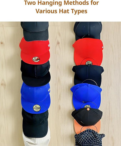 LINFIDITE 15 Pack Hat Rack Hanger Holder Organizer Closet Hanging Baseball Cap Display Storage Rack for Scarves Handbags Towels Clothes Ties Over Door Wall Mounted w Hanging Hook Black