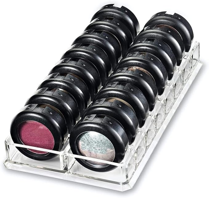 Eforcase Clear Acrylic Makeup Compact Organizer, 16 Grids Makeup Storage Organizers, Eyeshadow Pallet Storage for Lipstick Cosmetic Display Case Lipstick Organizer for Vanity