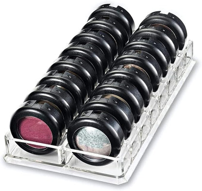 Eforcase Clear Acrylic Makeup Compact Organizer, 16 Grids Makeup Storage Organizers, Eyeshadow Pallet Storage for Lipstick Cosmetic Display Case Lipstick Organizer for Vanity
