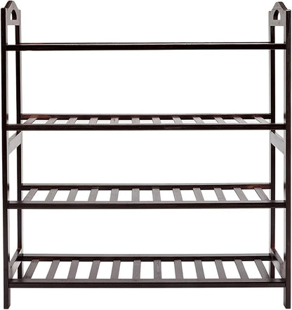 4 Tier Bamboo Shoe Rack,Narrow Vertical Shoe Rack,Freestanding Shoe Organizer Shelf,Shoe Rack Storage Organizer,with Shelves,for Closet, Entryway, Front Door Entrance, Bedroom, Hallway (Coffee)