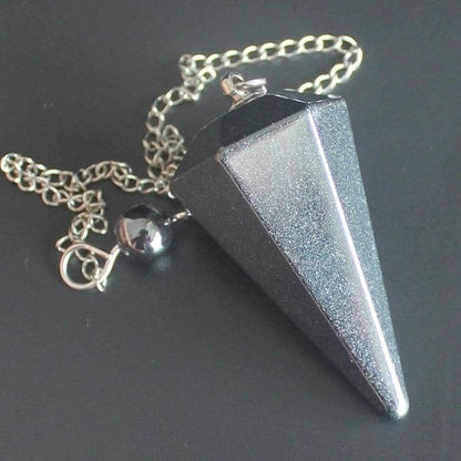 Faceted Mixed gemstone crystal pendulum point reiki chakra pendant bead Chain 6''