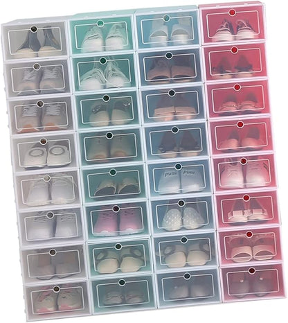 Happyyami 6pcs Plastic Storage Boxes for Shoes Stackable Tidy Shoe Organizer for Home Closet Office