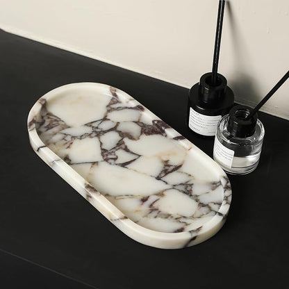 100% Natural Luxury Calaccata Viola Marble Small Hand Towel Tray Holder Organizer, Makeup Bathroom Holder