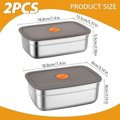 BYKOINE1000ml & 1500ml Stainless Steel Food Storage Containers | 316 Food Grade Fridge storage container Leakproof & Portable Kitchen Organizer | Freshness Locking, Microwavable & Freezer Safe