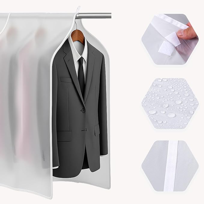 Clothing Rack Covers Hanging Clothes Dust Covers Garment Bag Organizer Storage Waterproof Hanger Protector Clear Clothes Shoulder Rack Cover Suit Coat Dress Closet Dustproof Cover, 23.6 x 47.2 in