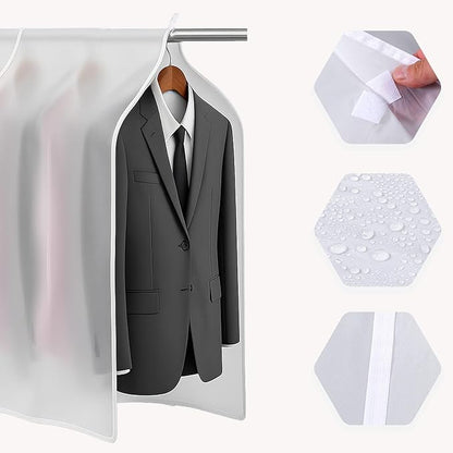 Clothing Rack Covers Hanging Clothes Dust Covers Garment Bag Organizer Storage Waterproof Hanger Protector Clear Clothes Shoulder Rack Cover Suit Coat Dress Closet Dustproof Cover, 23.6 x 47.2 in