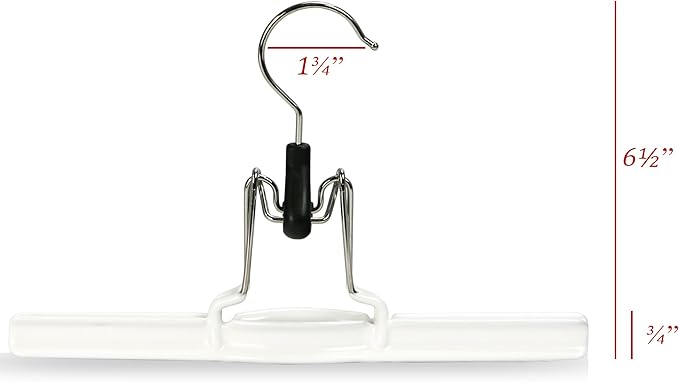 Mawa by Reston Lloyd Non-Slip Space-Saving Clothes Hanger with Clamp for Pants and Skirts, Style M/26, 1-Piece, White