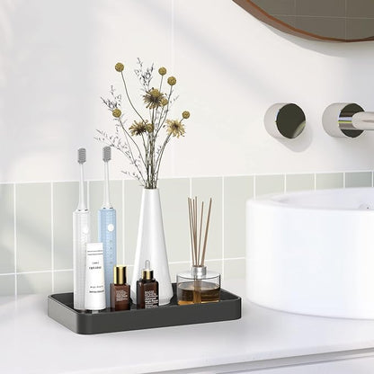Gurygo Vanity Tray for Bathroom, 10" Ceramic Soap Dispenser Tray for Kitchen Counter, Bathroom Trays for Counter, Kitchen Tray for Soap Bottles (Black, Set/1)…