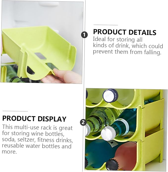 Zerodeko 4pcs Stackable Refrigerator Drink Storage Rack Fall Container for Easy Organization Includes Drink Holders for Cans and Bottles
