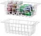 Slideep 17.5'' Large Storage Baskets Chest Freezer Organizer, Sturdy Metal Wire Pantry Freezer Bin for Home Kitchen Organization 2 Packs, White