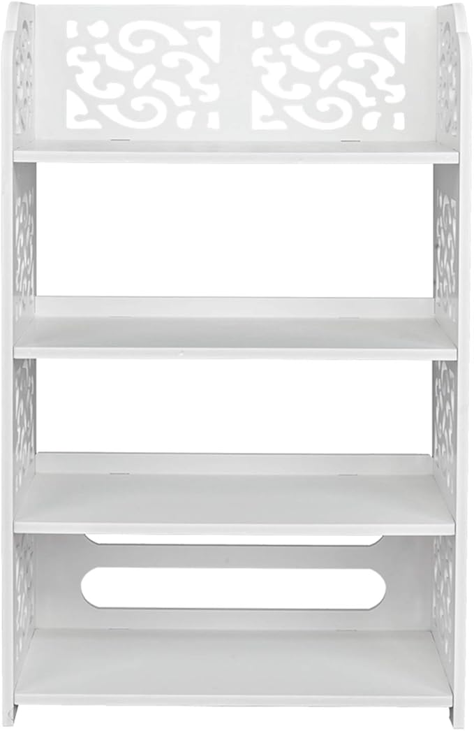 4 Tier Wood-Plastic Board Shoe Racks,Narrow Vertical Shoes Rack,Freestanding Shoe Organizer Shelf,Shoe Rack Storage Organizer,with Shelves,for Closet, Entryway, Front Door Entrance, Hallway (White)