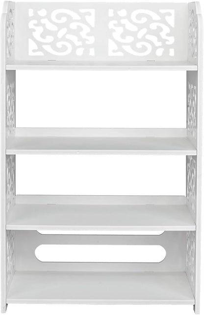 4 Tier Wood-Plastic Board Shoe Racks,Narrow Vertical Shoes Rack,Freestanding Shoe Organizer Shelf,Shoe Rack Storage Organizer,with Shelves,for Closet, Entryway, Front Door Entrance, Hallway (White)