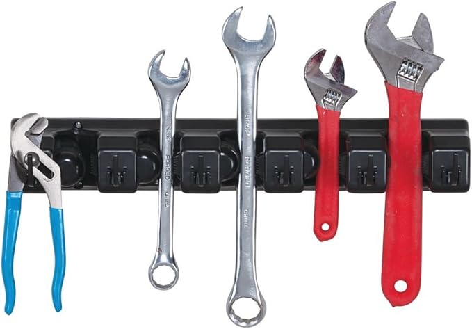iDesign InterDesign Kitchen, Laundry Room, Garage or Utility Closet – Black Wall Mount Mop & Broom Holder