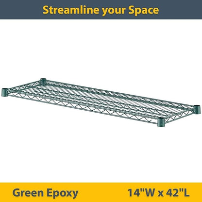 2 Pack Green Additional Wire Shelf for 14"x42" NSF Shelving Units, Replacement Shelves for Wire Rack
