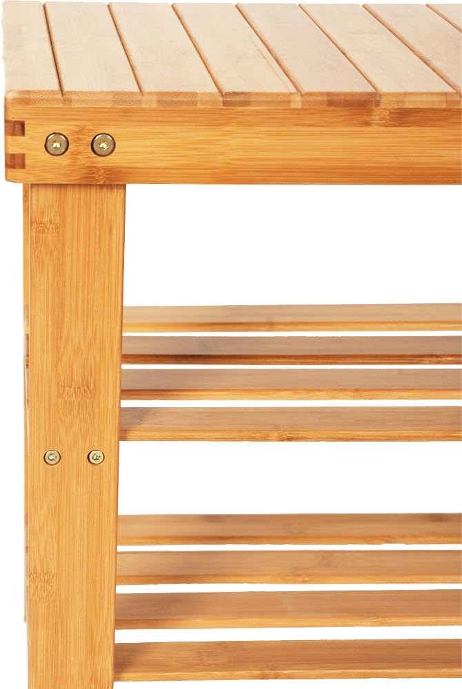 None/Brand Bamboo Shoe Rack with Storage Shelf, Three-Layer Wooden Shoe Rack, can Hold 551 pounds, Very Suitable for Corridor, Bathroom, Living Room and Corridor Entrance (Wood Color)