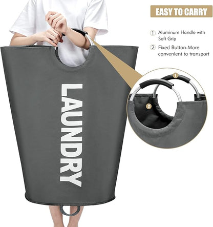 Maxsilan 125L X-Large Laundry Basket, Freestanding Tall Clothes Hamper, Collapsible Laundry Bag, Dark Grey