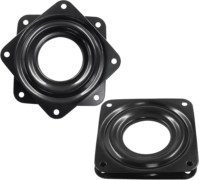 Hordion 2 Pcs 3 Inch Lazy Susan Turntable Bearings, Square Rotating Plate Lazy Susan Hardware Heavy Duty Swivel Plate for Kitchen Dining Table Makeup Holder, Black