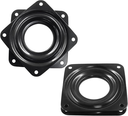 Hordion 2 Pcs 3 Inch Lazy Susan Turntable Bearings, Square Rotating Plate Lazy Susan Hardware Heavy Duty Swivel Plate for Kitchen Dining Table Makeup Holder, Black