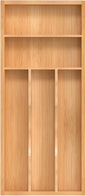 Silverware Organizer, Bamboo Kitchen Drawer Organizer, Utensil Holder, Cutlery Tray & Spoon Flatware Storage with Grooved Drawer Dividers (6.7''W x 15.5''D)