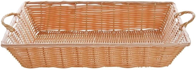 HUBERT Natural Color Wicker Basket Rectangular With Handles - 20"L x 13 1/2"W x 4"H